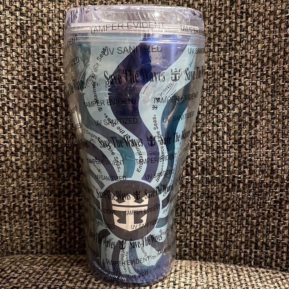 NEW Royal Caribbean Coca Cola BLUE Tumbler Drink Cup With Lid 2017 COLD Empress 